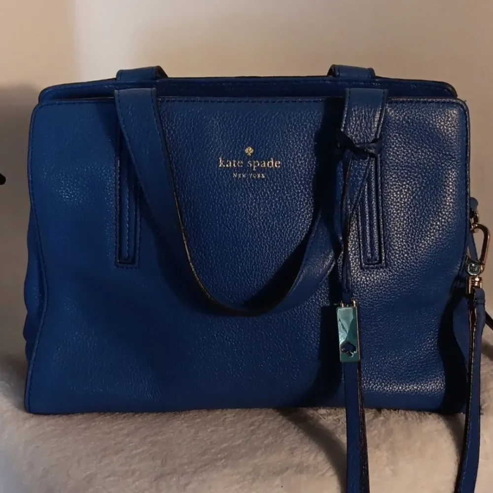 Kate Spade Vibrant Blue Satchel Bag With Removable Shoulder Strap
